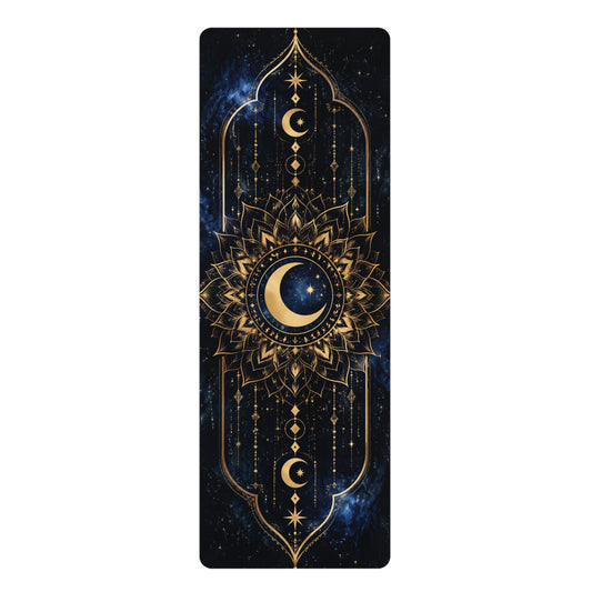 Celestial Moon Mandala Rubber Yoga Mat — Cosmic Meditation & Non-Slip Practice Mat