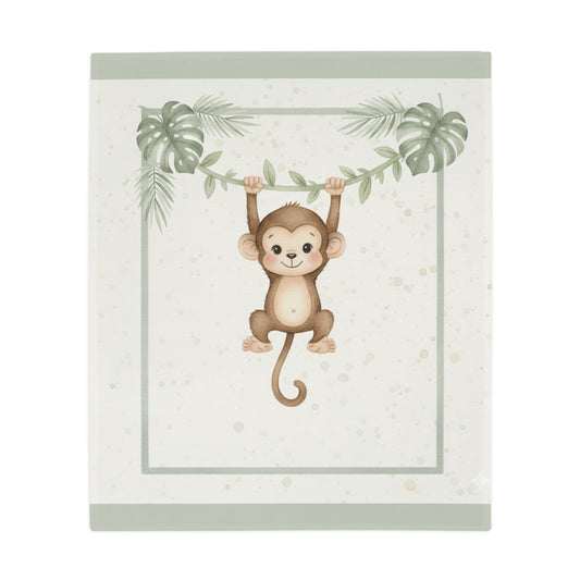 Baby Monkey 2- Baby Safari Plush Blanket -Coordinates with Baby Safari nursery items Baby