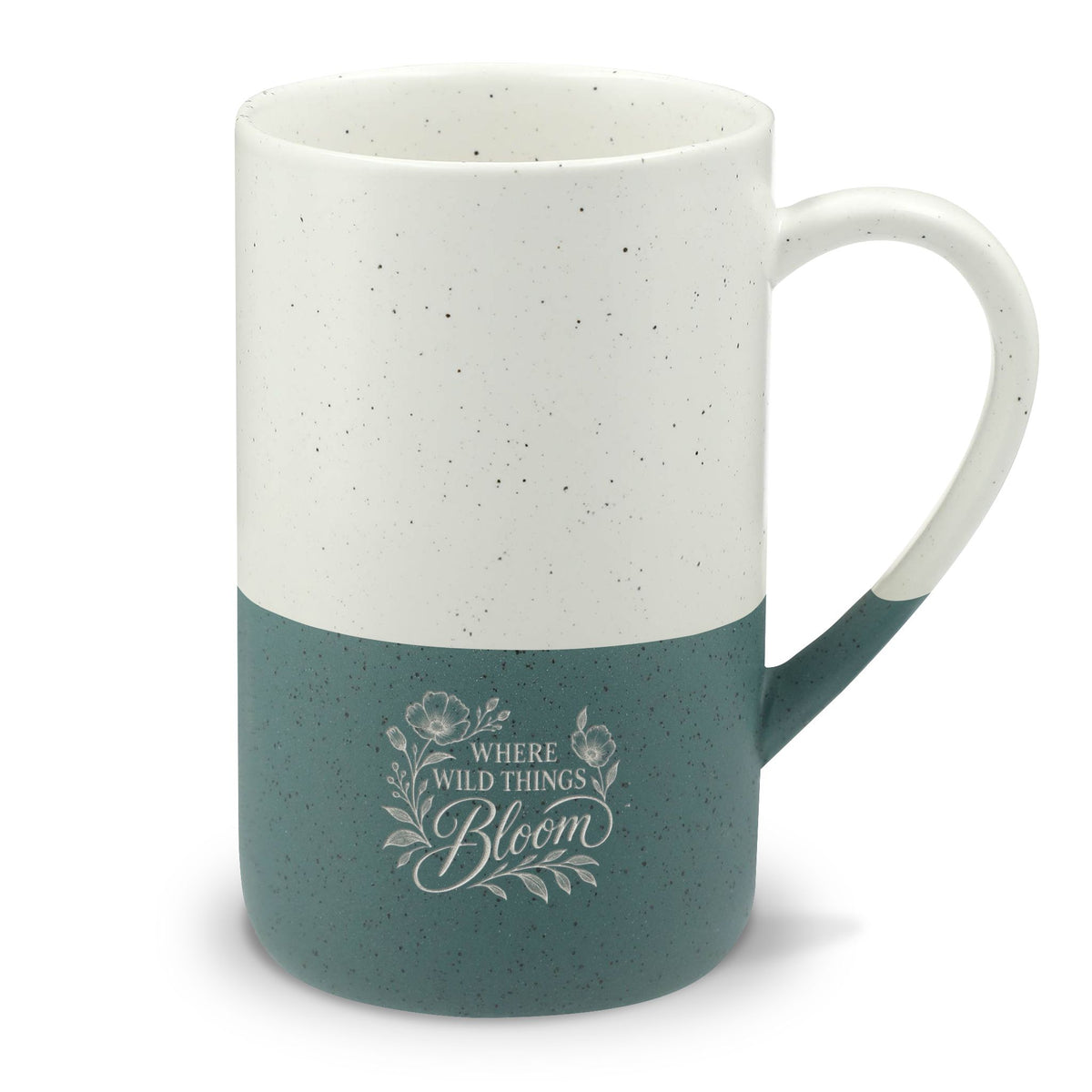 Where Wild Things Bloom | Floral Engraved Ceramic Mug, 13 oz