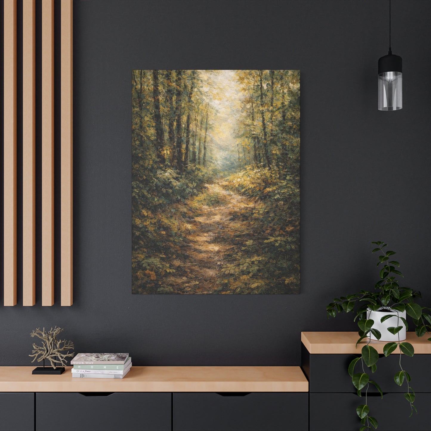 Lienzo Mate para Pared Sendero del Bosque – Paisaje Arbolado Tranquilo
