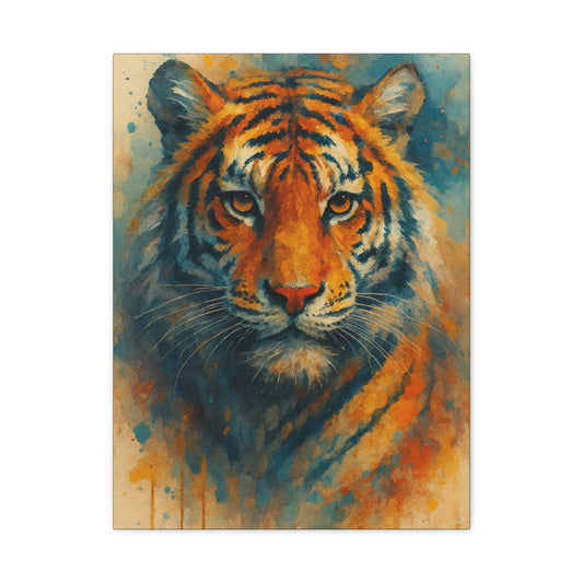 Tigger - Lienzo mate de acrílico y tinta, abstracto, animal, colorido, audaz (estirado)