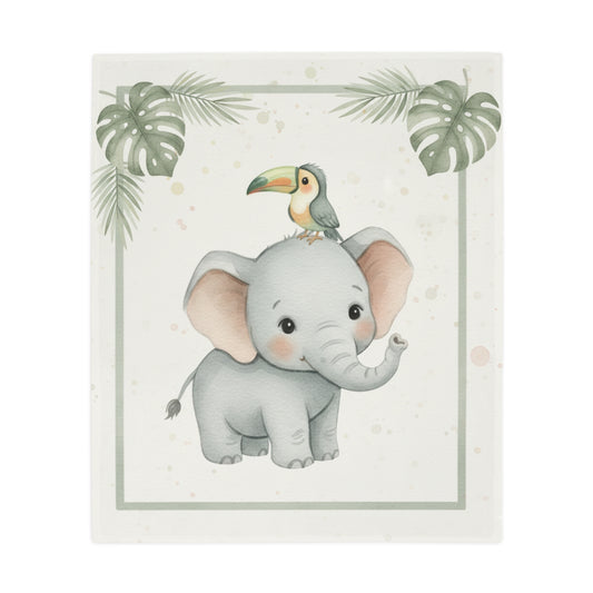 Baby Elephant 2- Baby Safari Plush Blanket -Coordinates with Baby Safari nursery items Baby