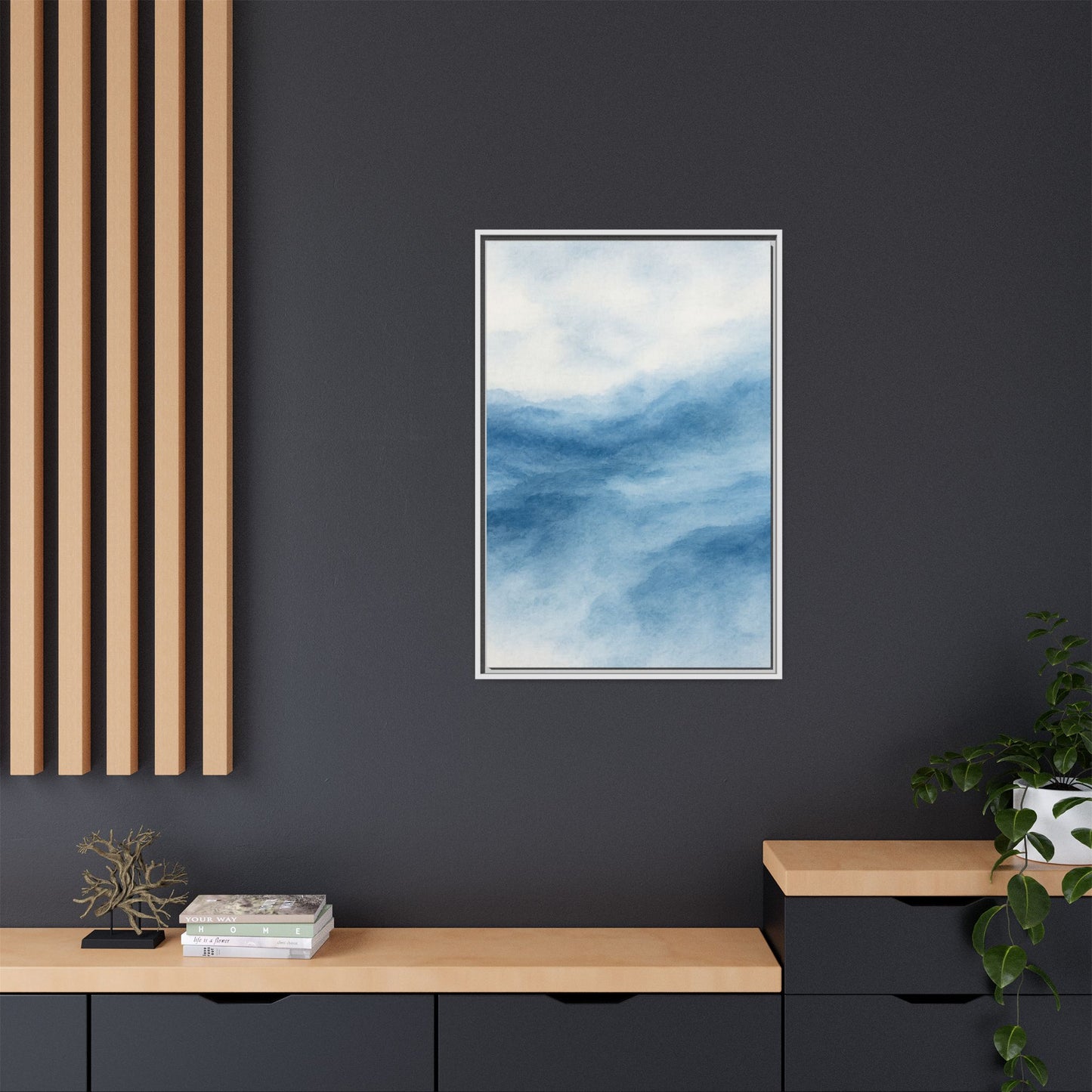 Coastal Whispers 2-Watercolor Abstract Matte Canvas Framed Wall Art