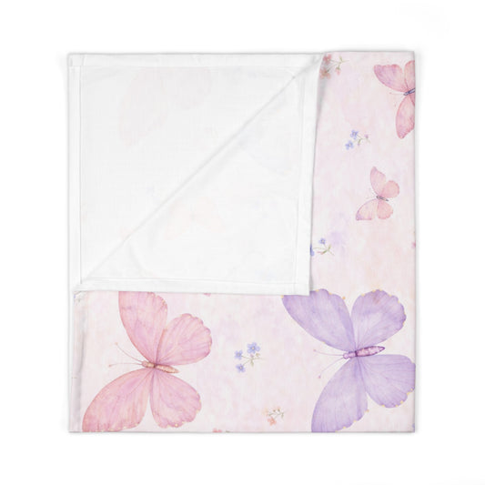 Manta arrullo para bebé mariposa (M) — Envoltura de recién nacido floral rosa pastel