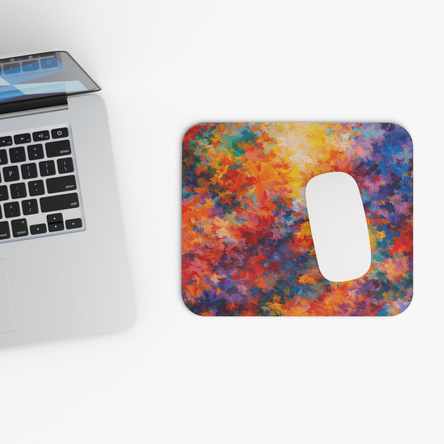 Abstract Color Burst Mouse Pad — Vibrant Painterly Desk Mat