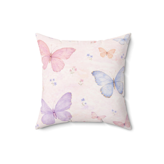 Cojín Cuadrado de Antelina Mariposa Rosa