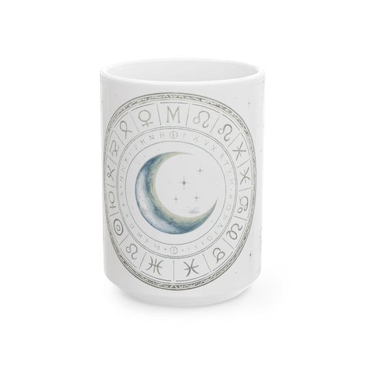 Stellar Nova White Mug — Celestial Astrology Ceramic Coffee Cup (11oz/15oz)