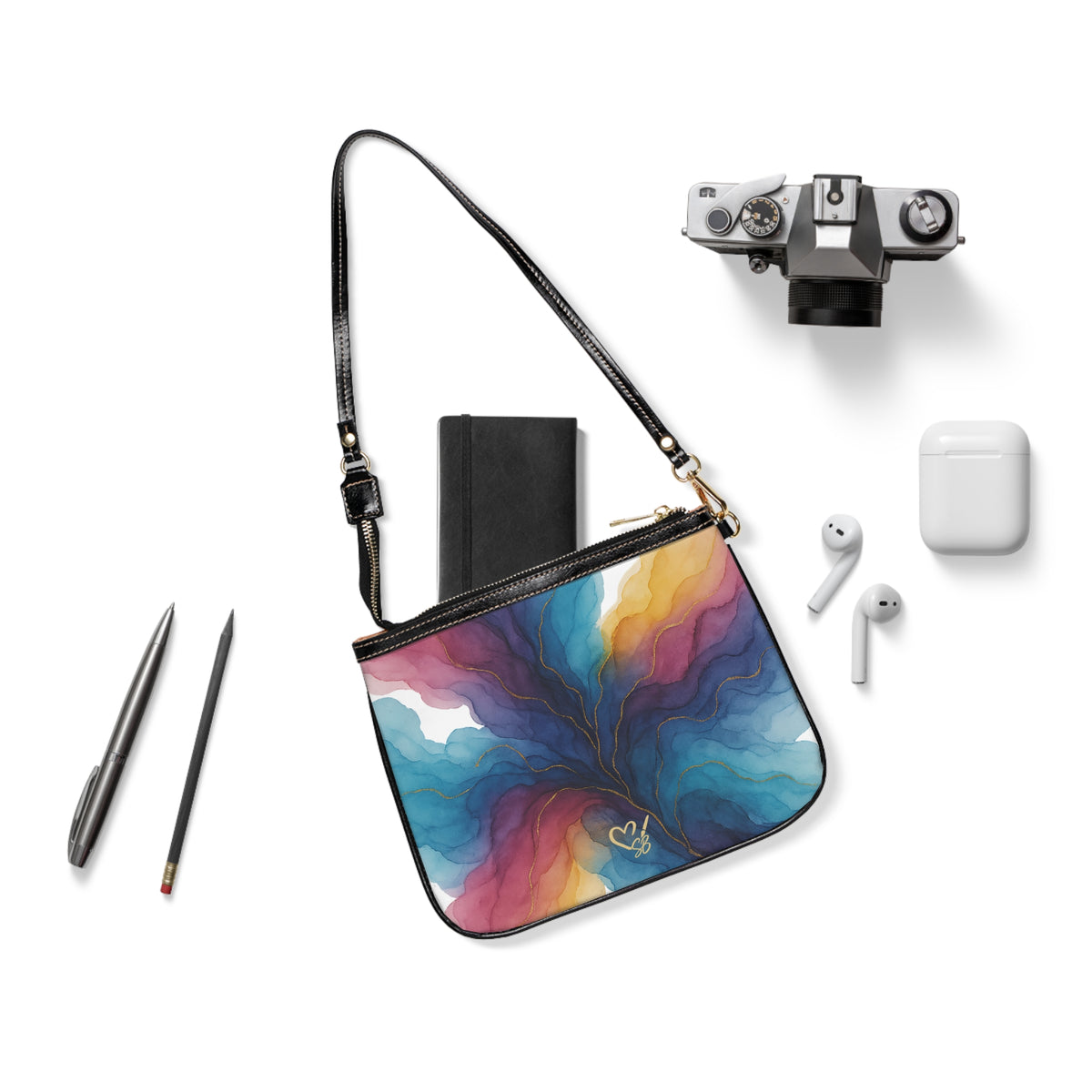 Bolso de hombro Gloria — Pequeño bolso de mano con estampado floral de colores