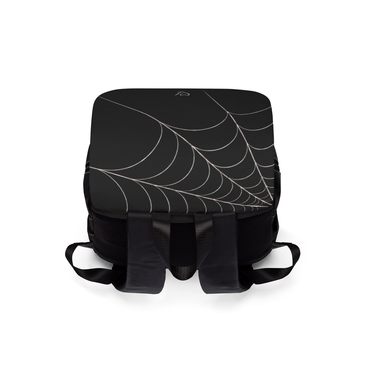 Drift-Spiderweb Flap Backpack — Minimal Black Casual Shoulder Backpack