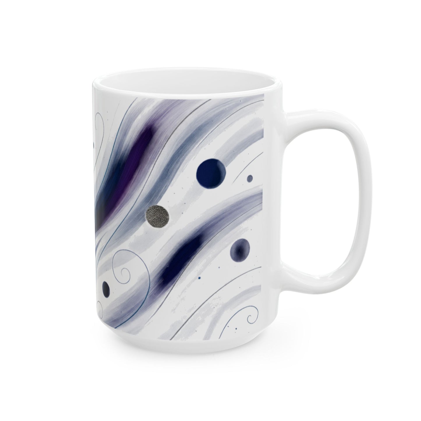 Blue Swirl 2-Soulful Collection- Ceramic Mug — Blue Wave Brushstroke Design (11oz, 15oz)