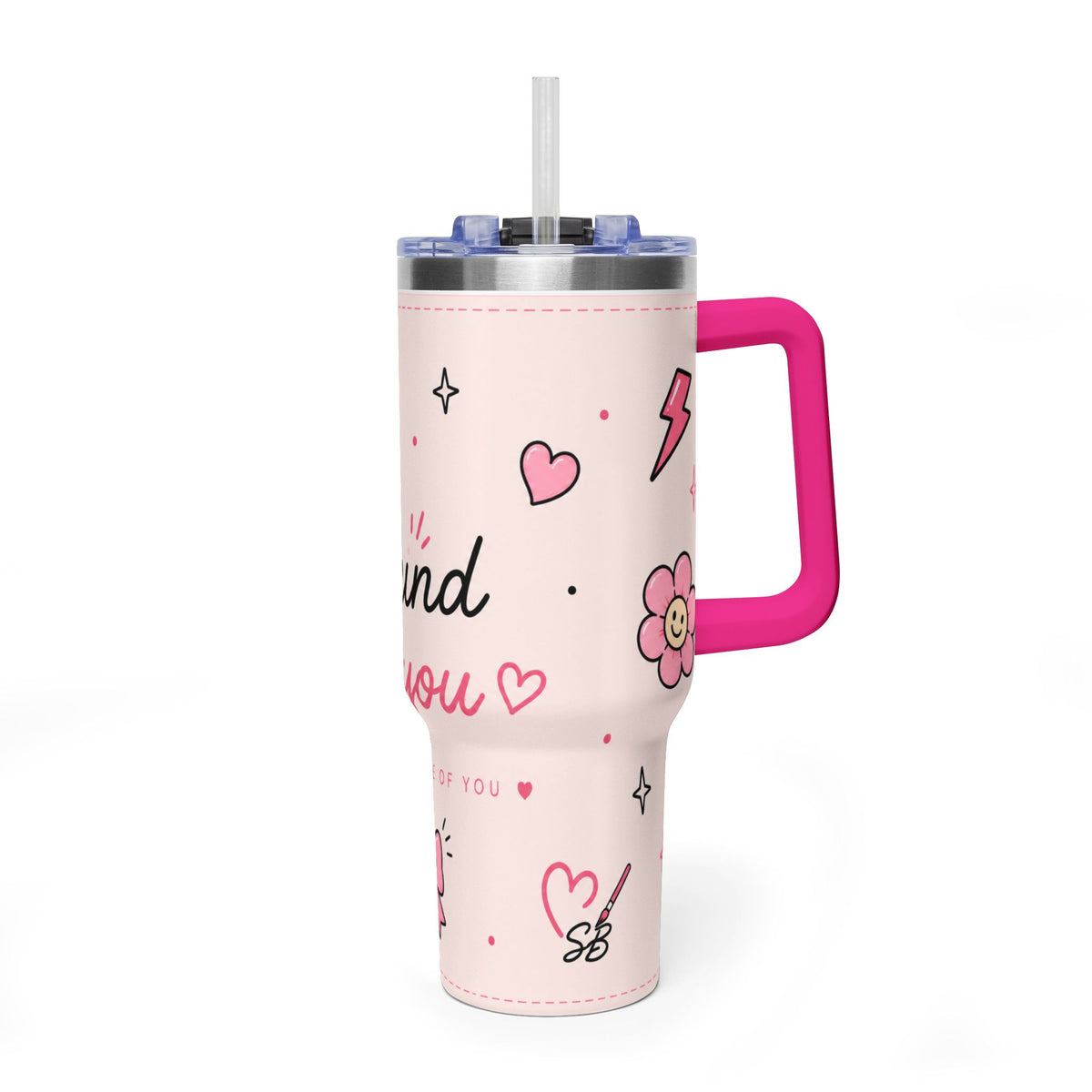 Be Kind Be You 40oz Vacuum Tumbler — Pink Inspirational Travel Mug