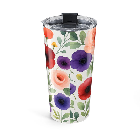 Wildflower and Poppy-20oz Floral Tumbler – Colorful Wildflower Insulated Travel Cup