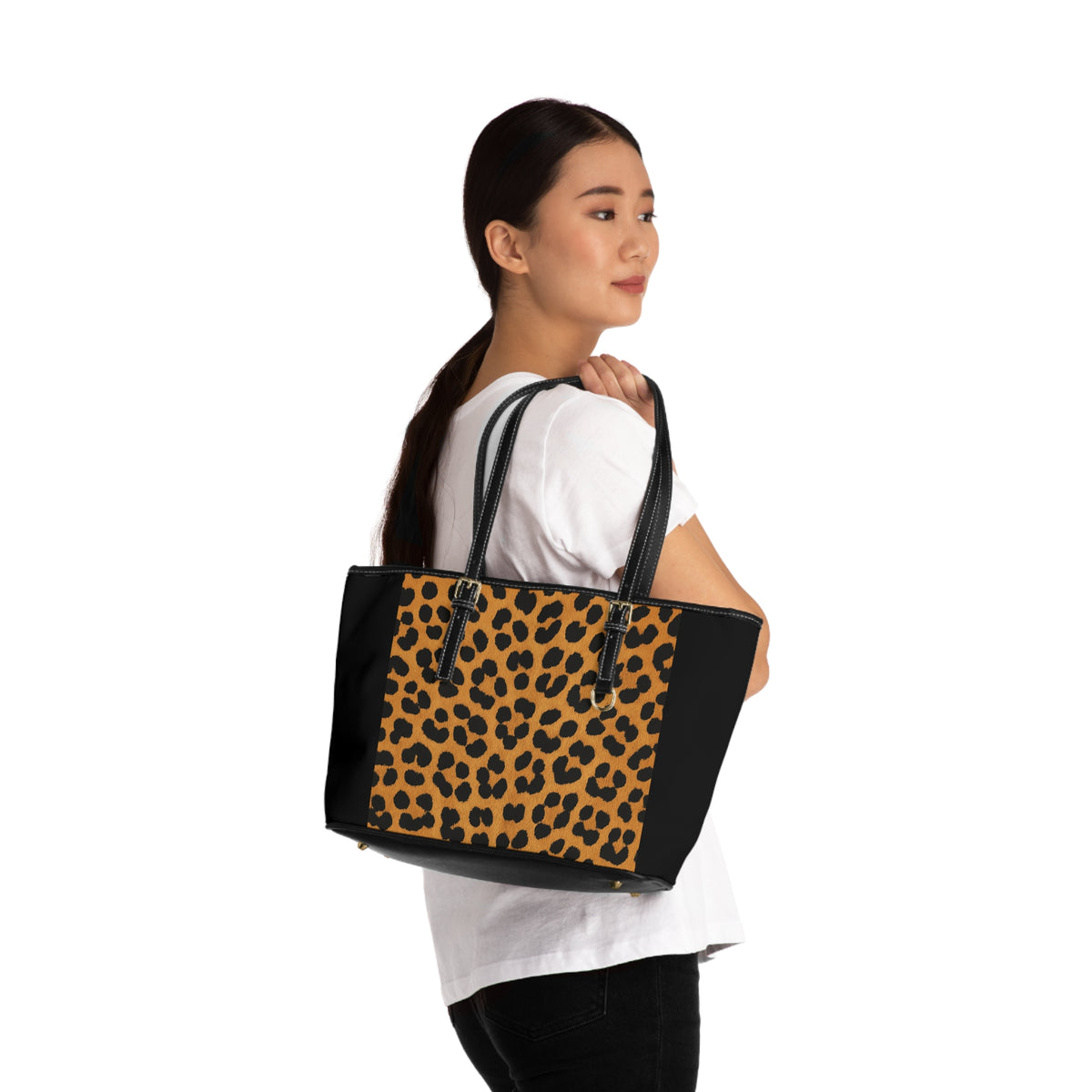 Leopard Print PU Leather Shoulder Bag – Chic Animal Print Tote for Everyday Wear