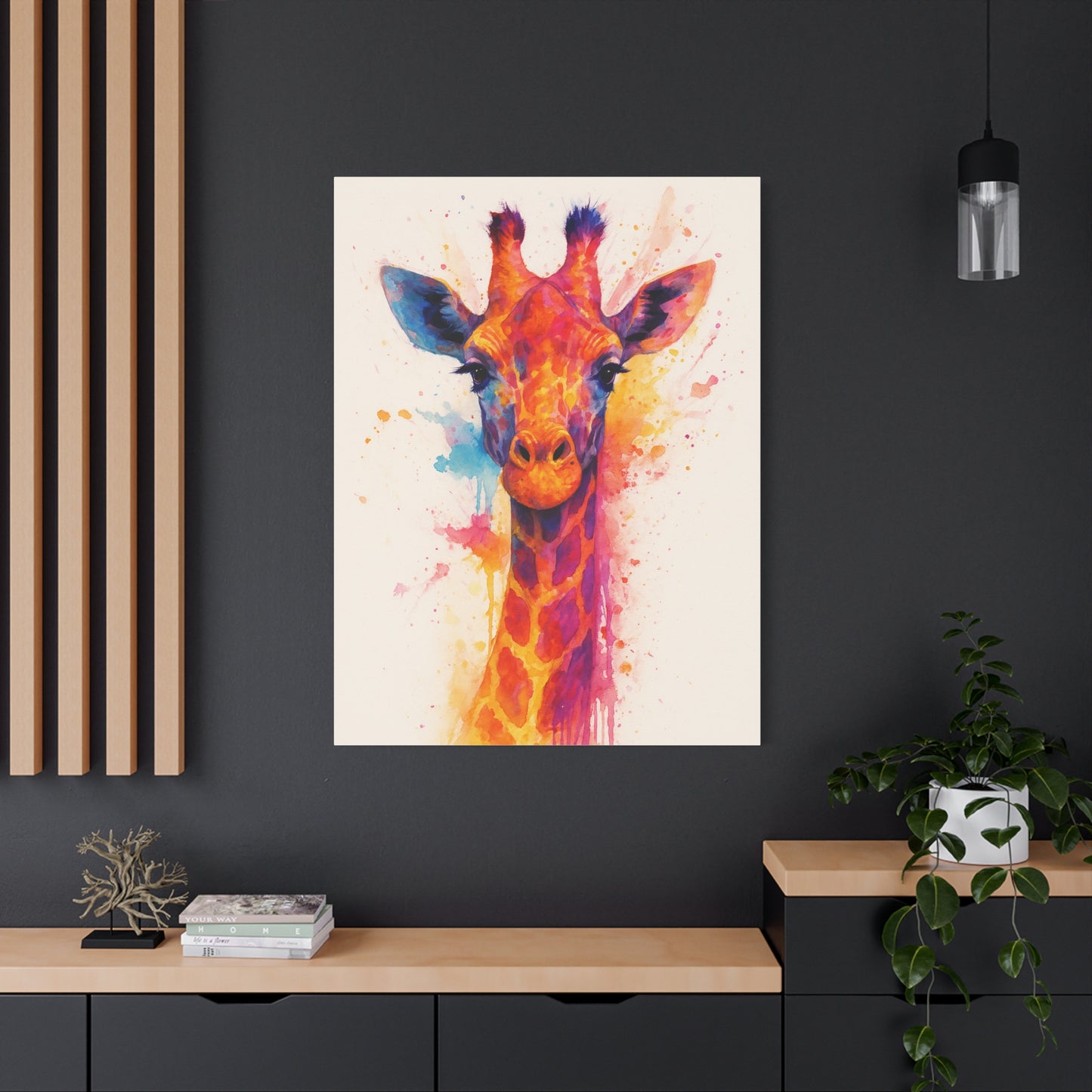 Jirafa — Tinta acrílica animal abstracta de colores llamativos Lienzo mate (estirado)