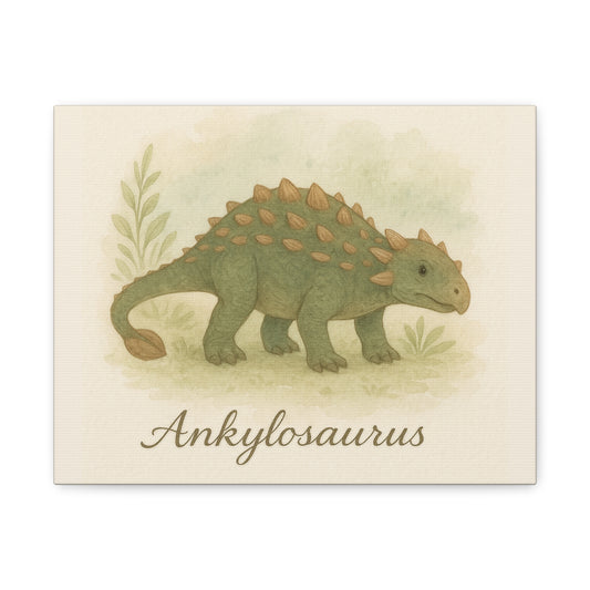 Ankylosaurus Canvas Wall Art – Nursery Dinosaur Print, Baby Room Decor