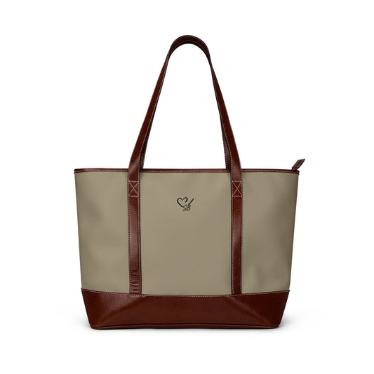 - Elegant Floral Canvas Handbag with White Flower Print