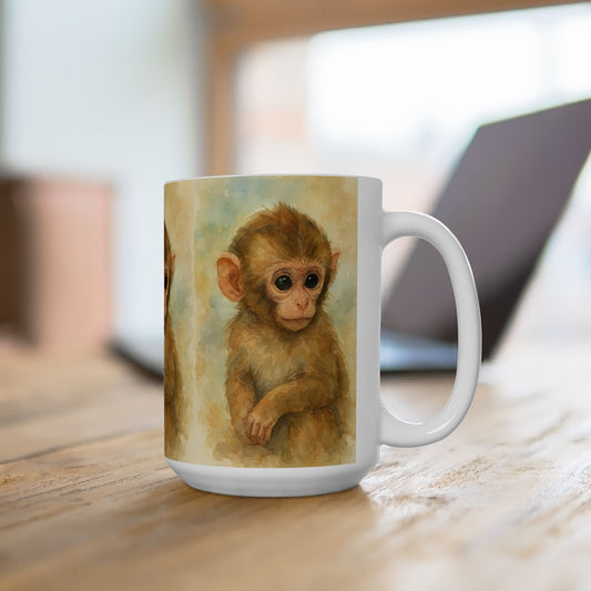 Baby Safari Collection, Cute Baby Monkey Accent Coffee Mug, Animal Lover Gift, Unique Ceramic Mug, Coffee Cup for Birthdays, Home Decor, Cute Gifts