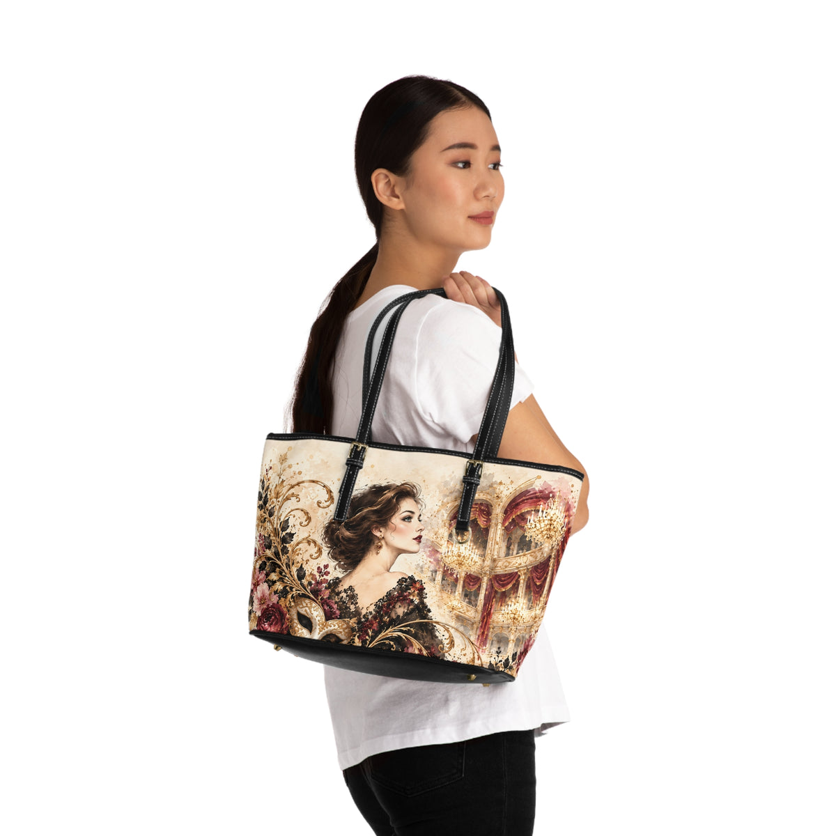 Gilded Masquerade PU Shoulder Bag | Opera Portrait Art