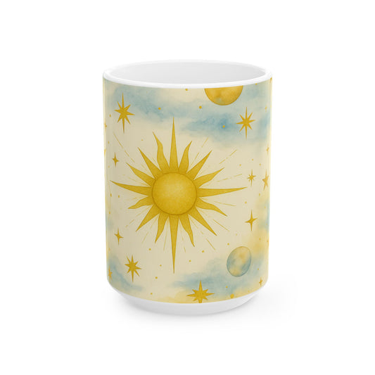 Celestial Sun and Moon-Celestial Dreams Collection- Mug 11oz - Starry Universe Design