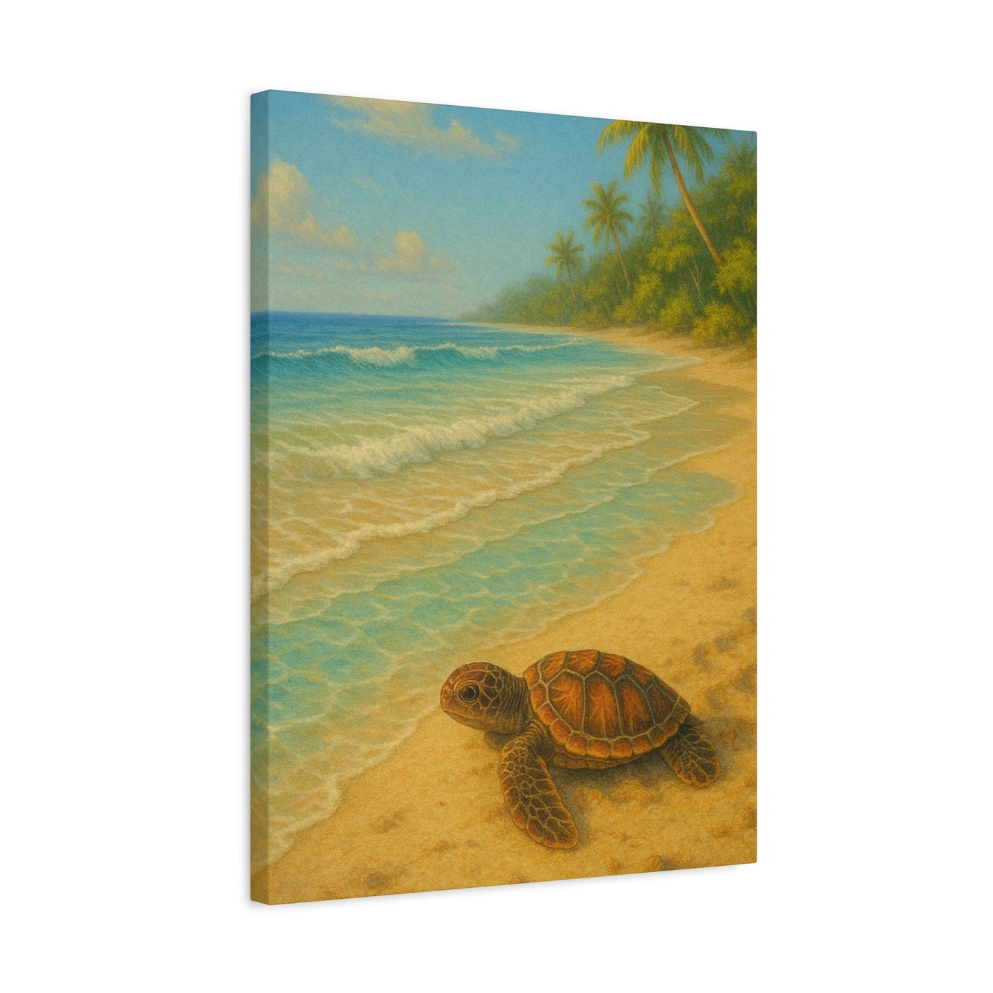 Lienzo de pared tortuga marina para playa — Decoración tropical costera para guardería