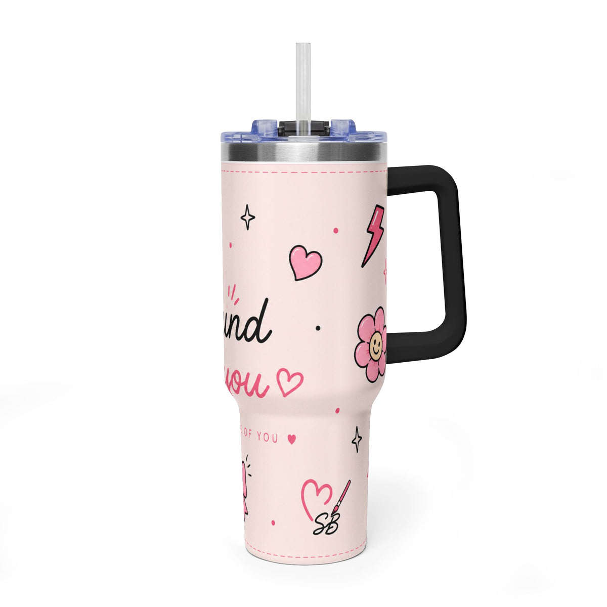 Be Kind Be You 40oz Vacuum Tumbler — Pink Inspirational Travel Mug