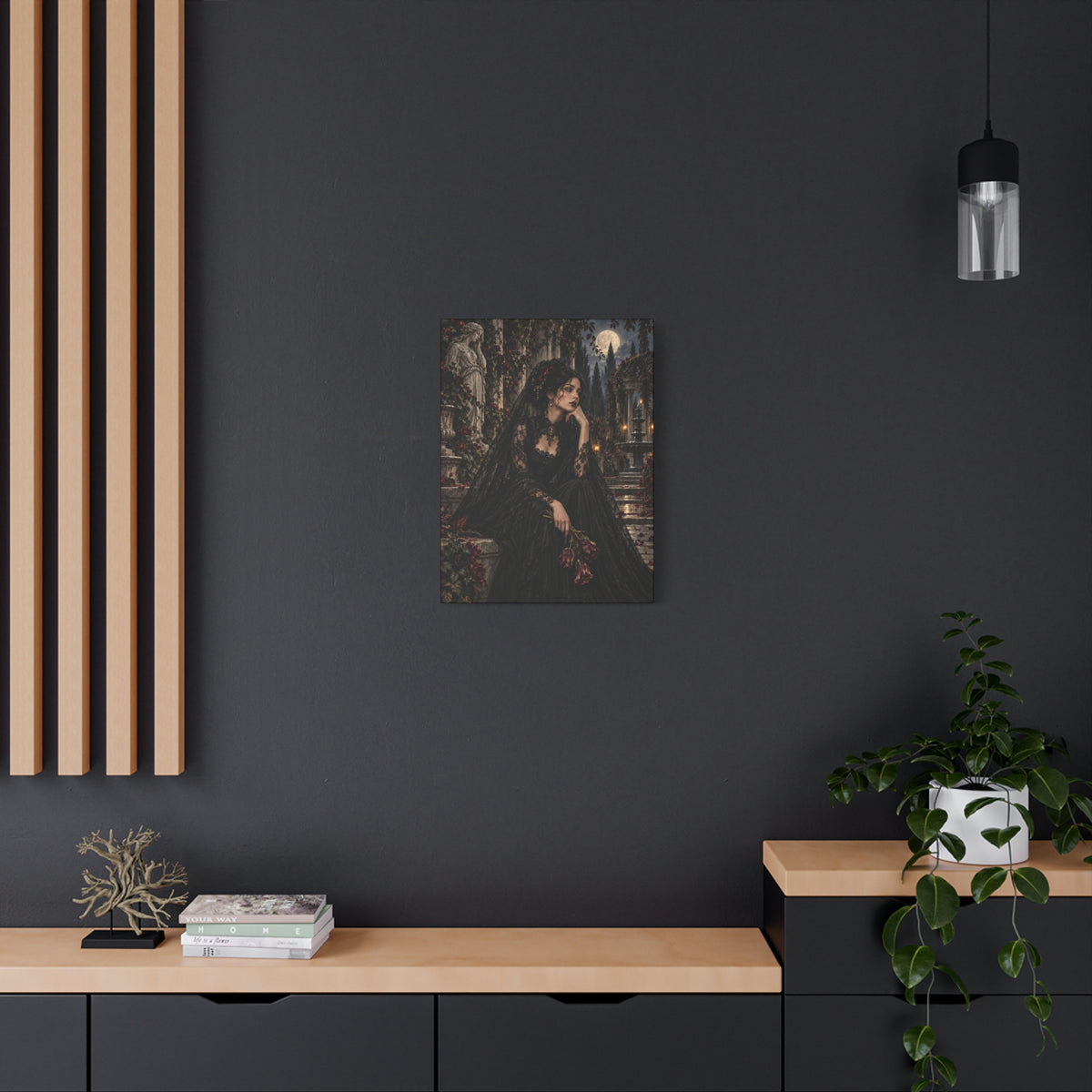 Gothic Mourning Lady -Garden of Sorrow-Matte Canvas Wall Art