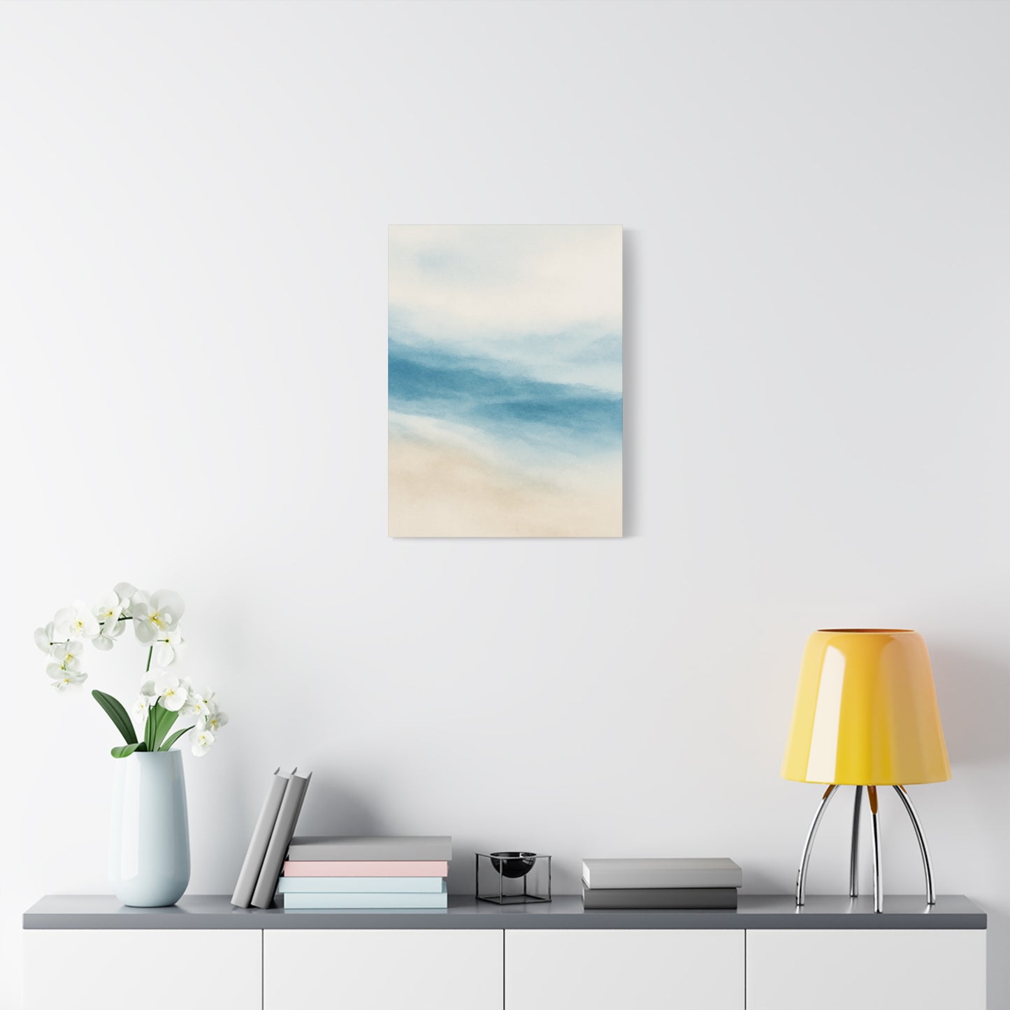 Lienzo decorativo de pared en acuarela azul Océano 2 - Acabado mate estirado