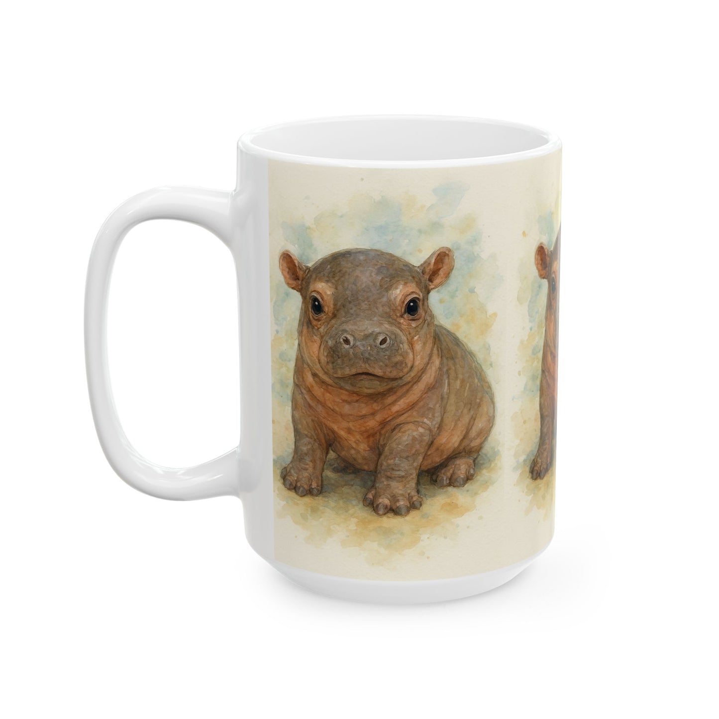Baby Hippo Accent Coffee Mug, Animal Lover Gift, Unique Ceramic Mug, Coffee Cup for Birthdays, Home Decor, Cute Gifts