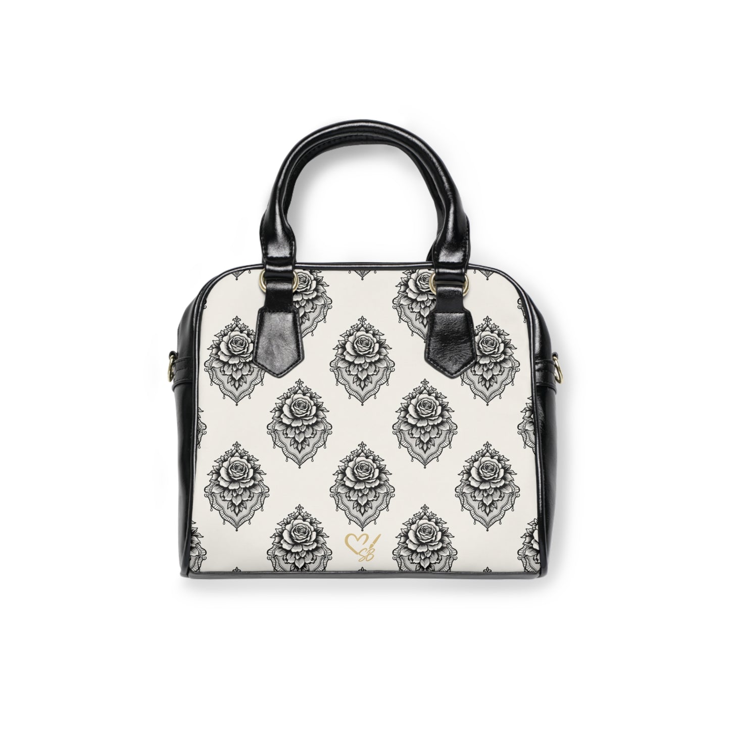 Bolso de Hombro Rosa Velado — Bandolera con Diseño Floral Vintage