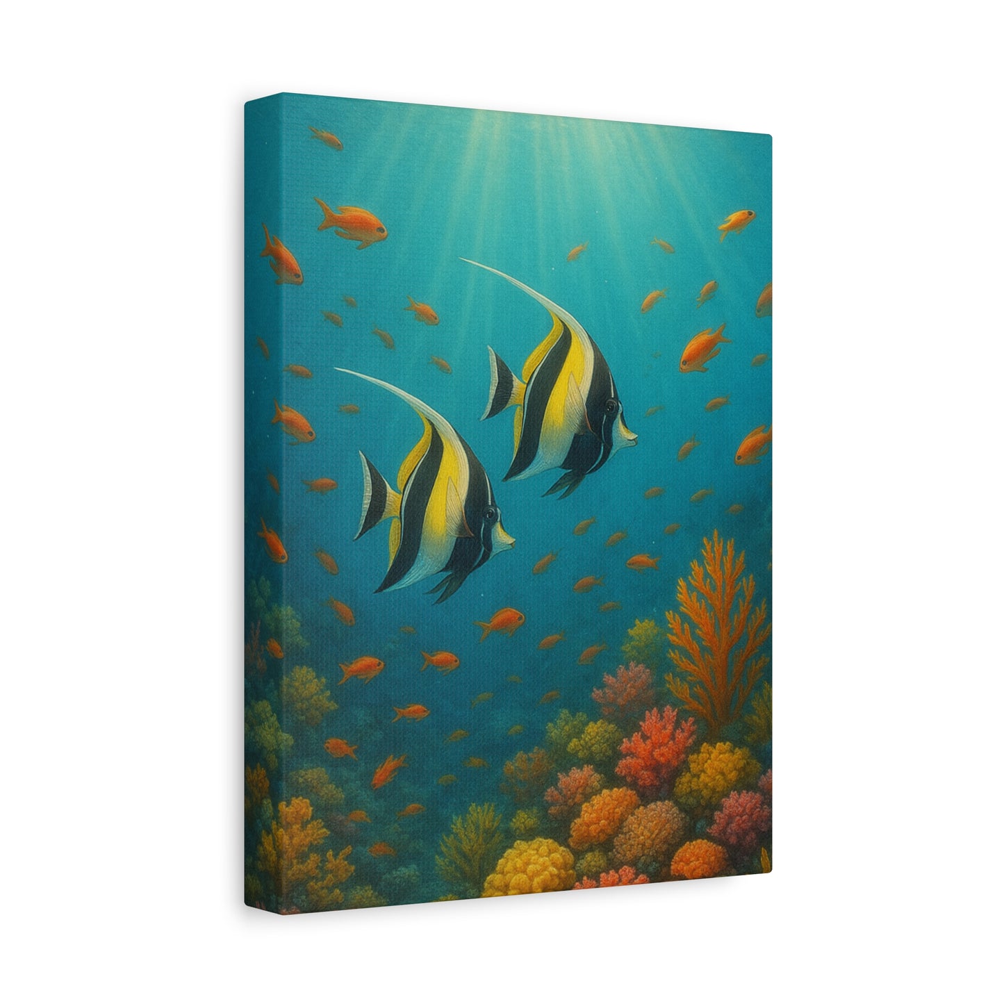 Lienzo Decorativo Arrecife de Coral Submarino — Arte de Pared de Pez Ángel Tropical