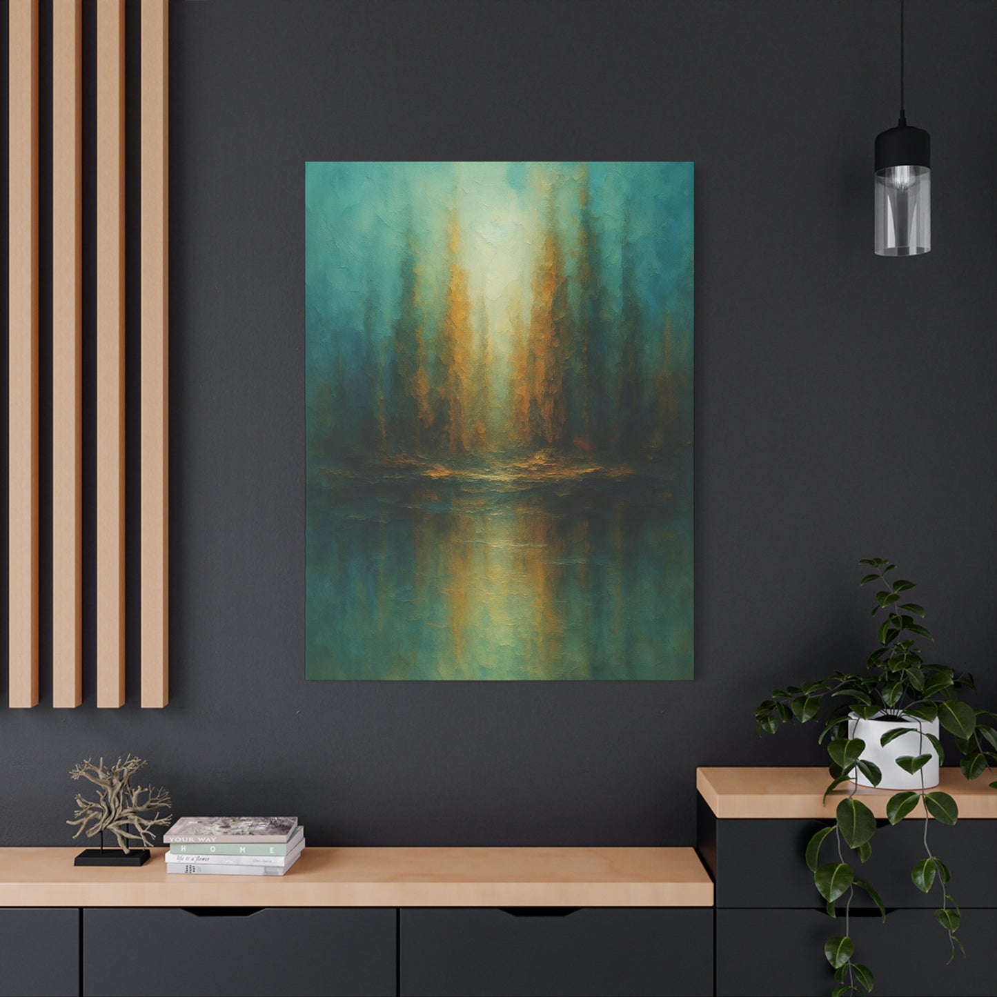Teal and Gold-Abstract Collection- Canvas Wall Art — Matte Stretched Canvas