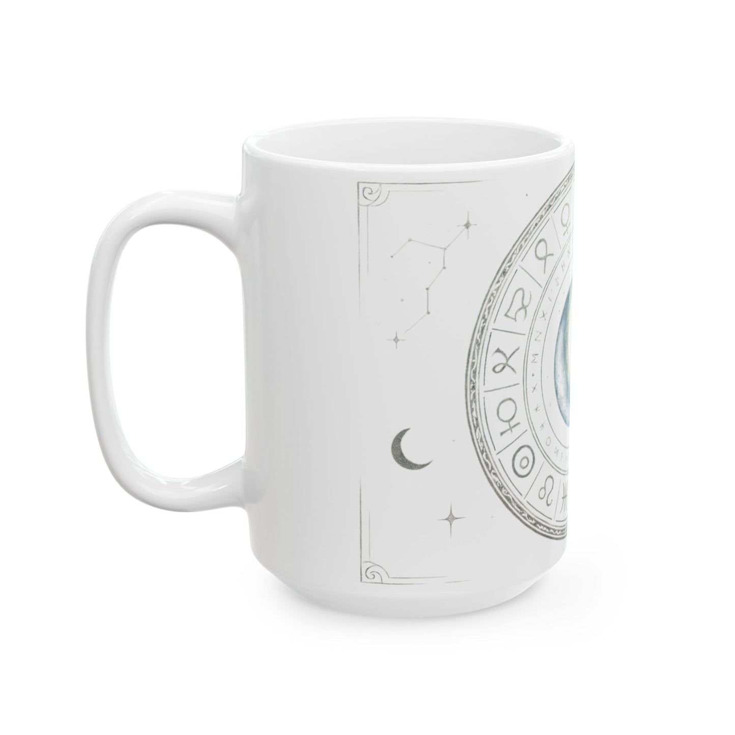 Taza Blanca Stellar Nova — Taza de Café de Cerámica de Astrología Celestial (325ml/444ml)