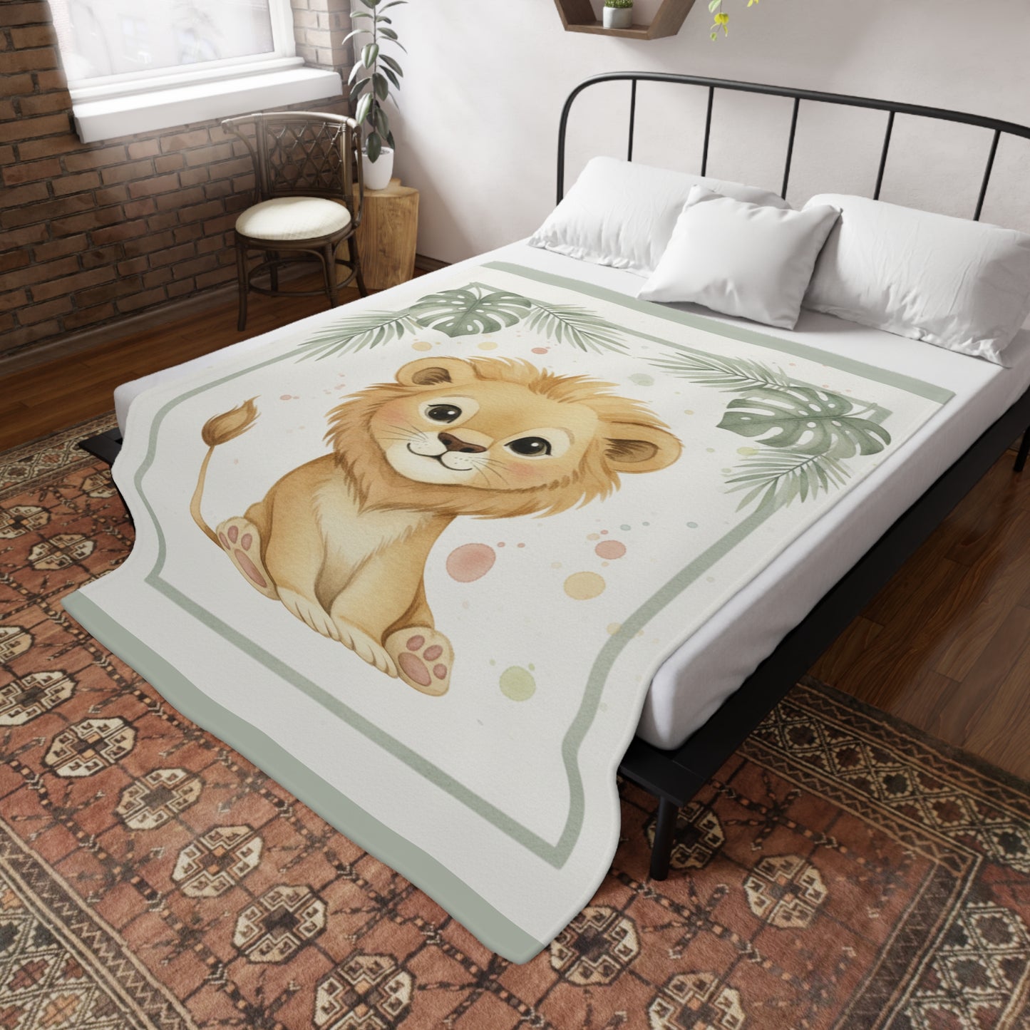 Baby Lion 2- Baby Safari Plush Blanket -Coordinates with Baby Safari nursery items Baby