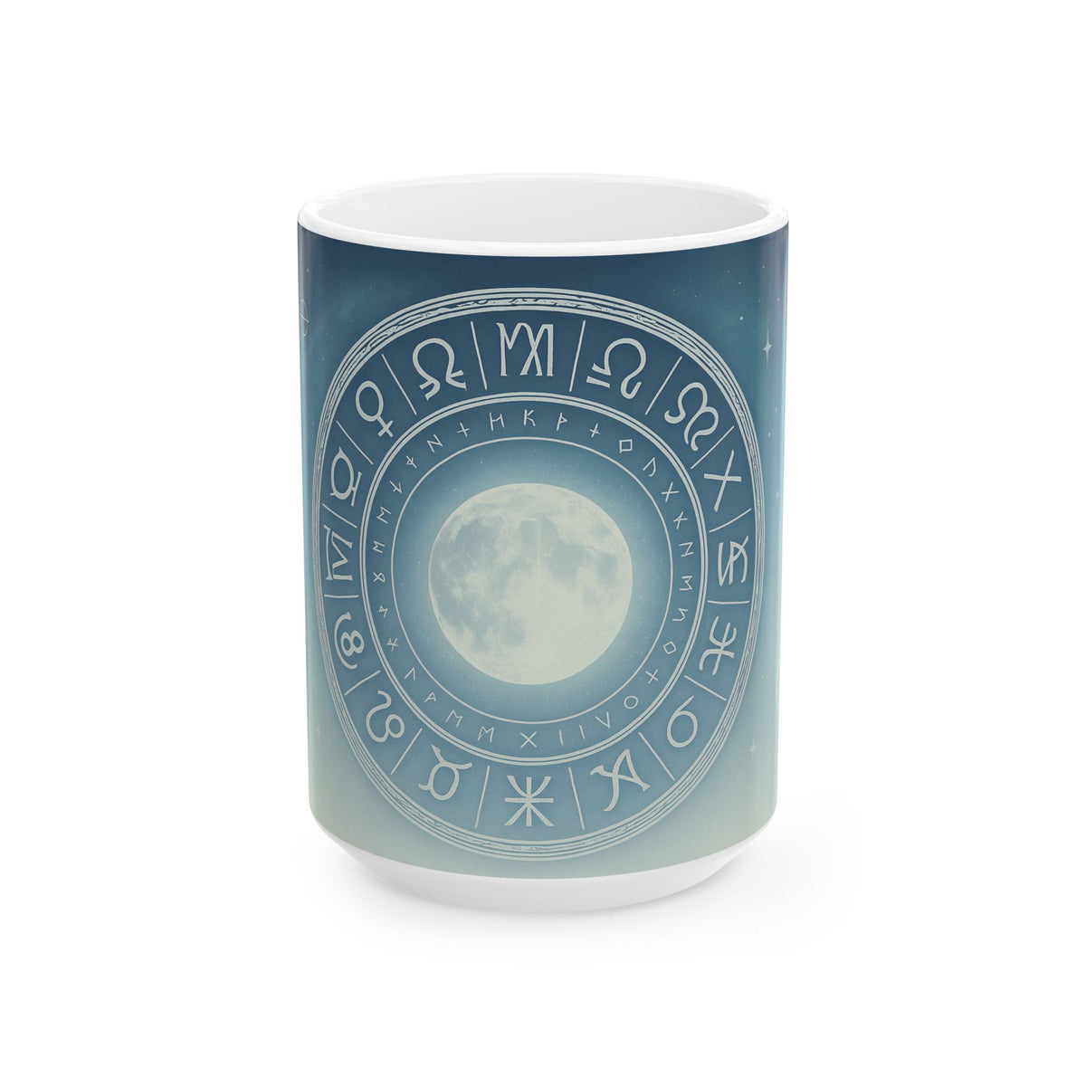 Taza de cerámica con la luna del zodiaco - Taza de café con símbolos astrológicos (325 ml/443 ml)