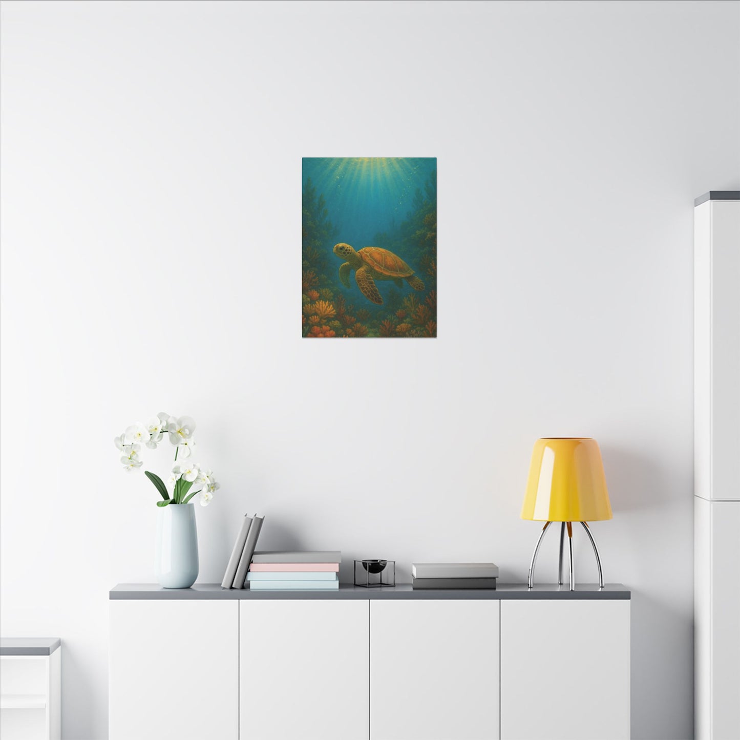Sea Turtle Canvas Print — Underwater Coral Reef Wall Art