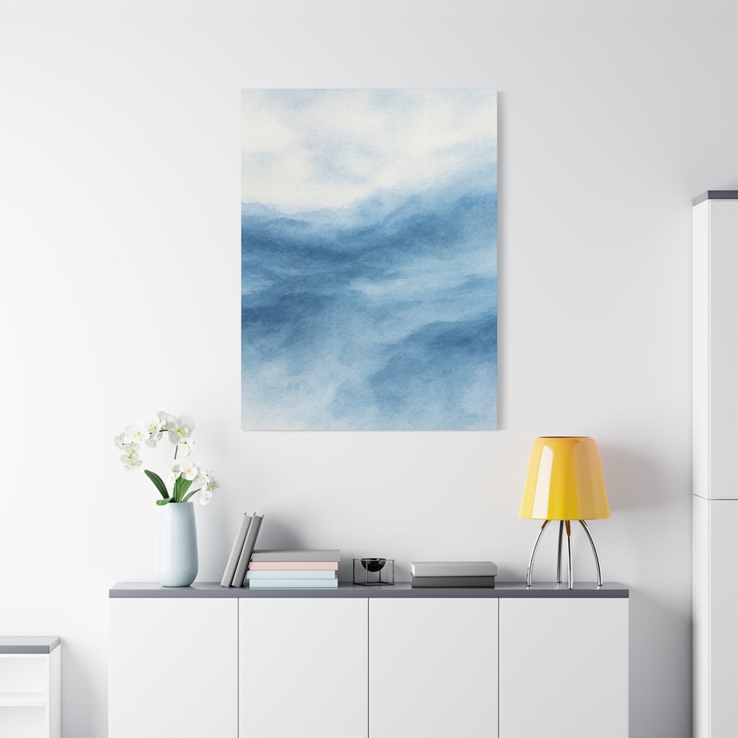 Lienzo Impreso "Océano de Acuarela Azul" 1 - Arte de Pared Estirado Mate