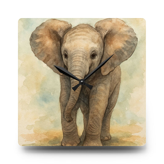 Baby Elephant-Acrylic Wall Clock - Baby Safari Collection-Decor