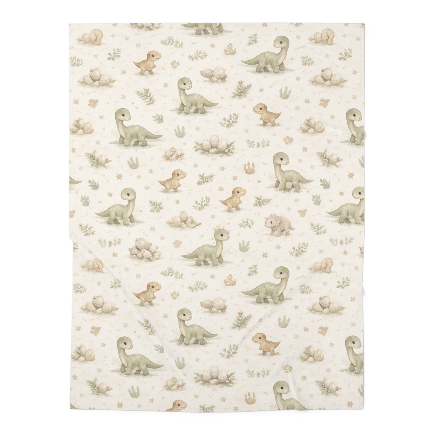 Dinosaur Baby Swaddle Blanket — Neutral Pastel Dino Nursery Wrap