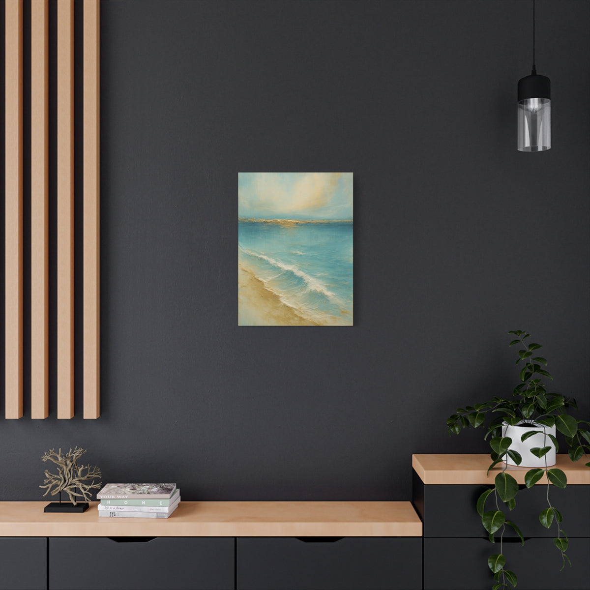 Golden Horizon — Gold Coast Collection — Matte Canvas Wall Art — Ocean Beach Landscape, Stretched 1.25"