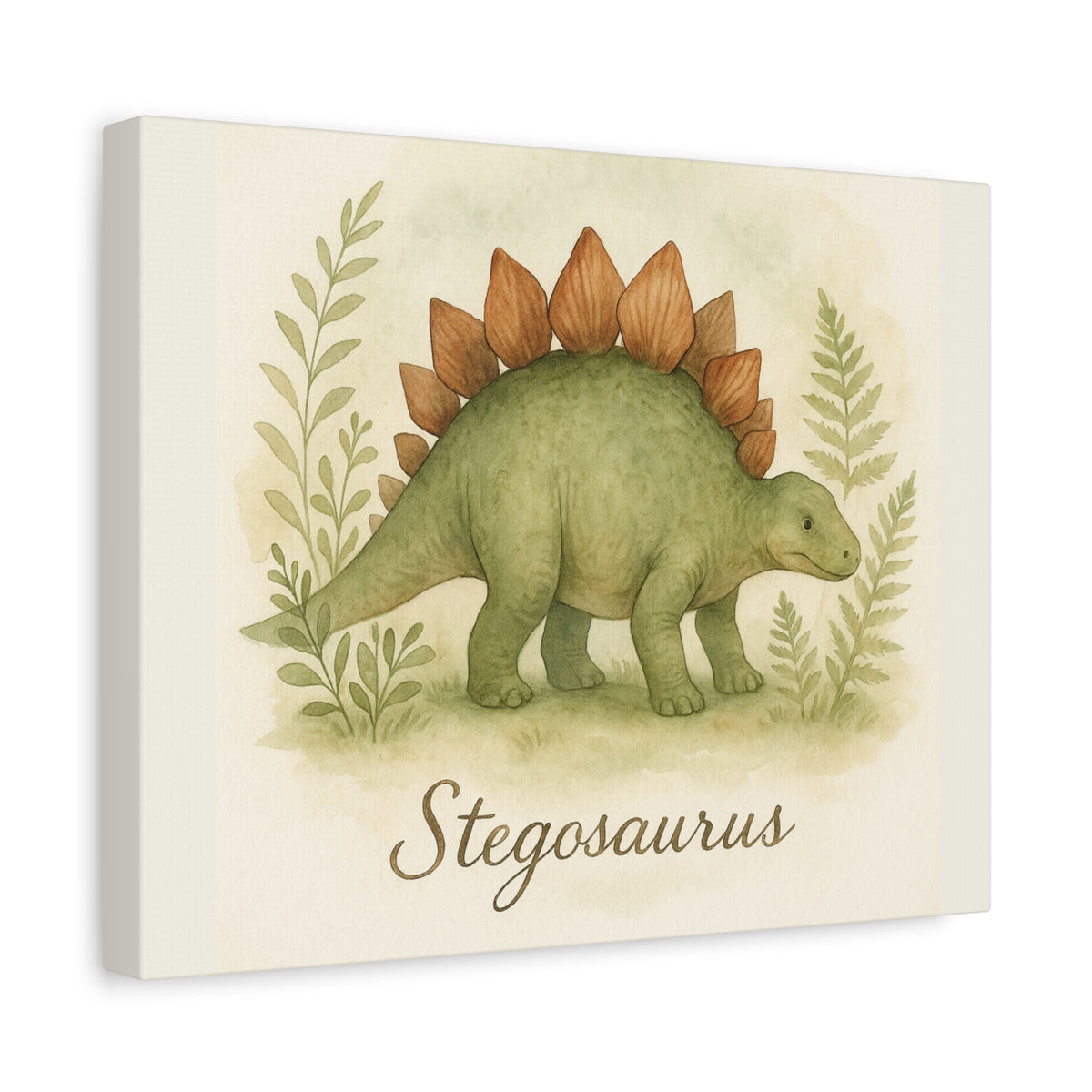 Stegosaurus Canvas Wall Art — Watercolor Dino Print for Nursery & Kids’ Room