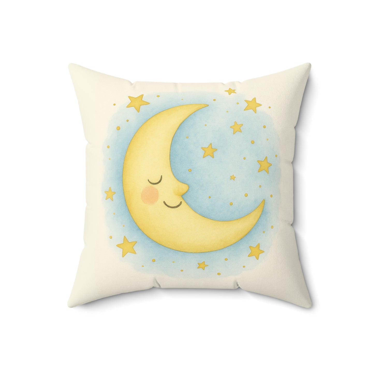 Teddy and Moon-Sleeping Moon Decorative Pillow — Nursery Throw Pillow for Baby Room