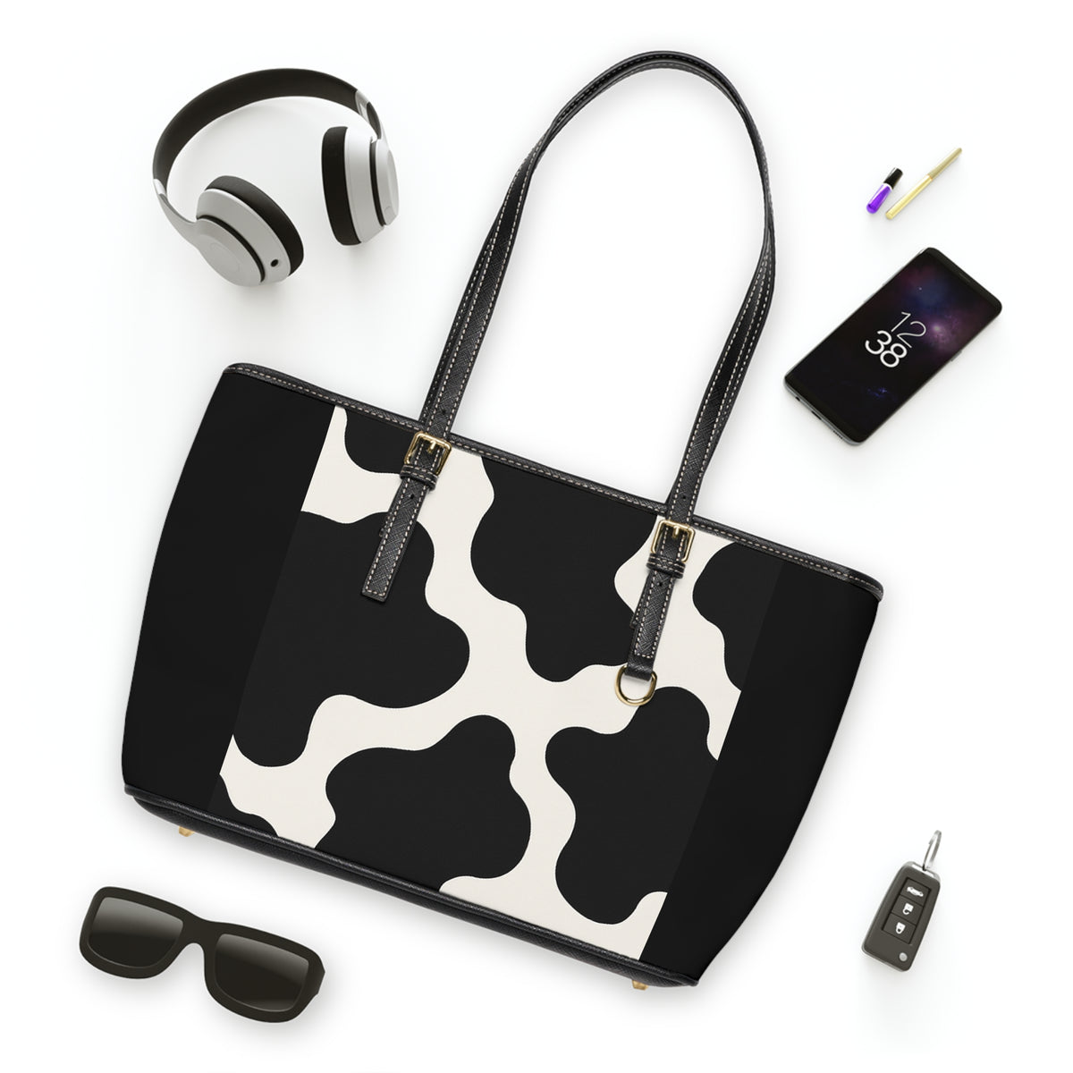 Cow Print (large) -PU Leather Shoulder Bag