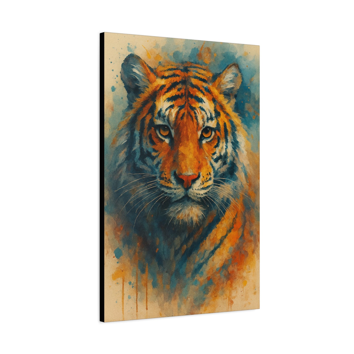Tigger -Bold Colorful Abstract Animal Acrylic Ink Matte Canvas (Stretched)