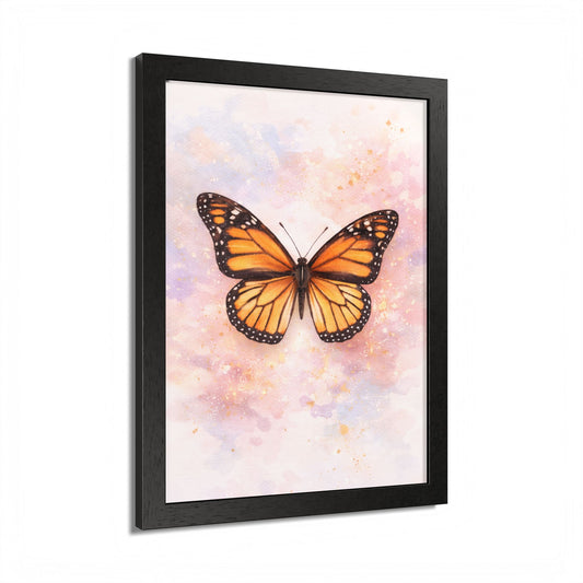Monarch Butterfly Framed Poster — Watercolor Wall Art for Nursery & Bedroom