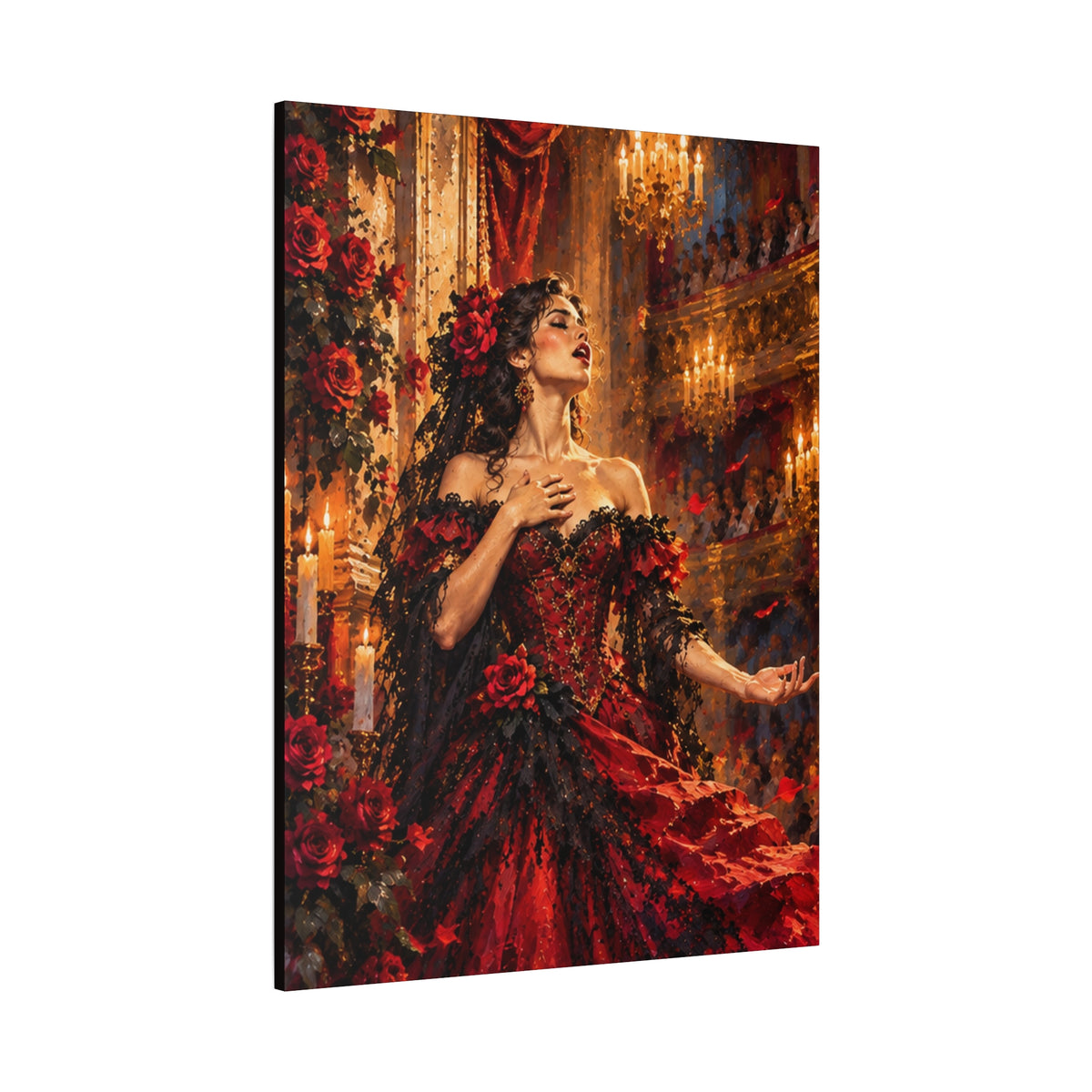 Romantic Victorian Woman in Red Gown Matte Canvas Wall Art-Carmen, the Last Note