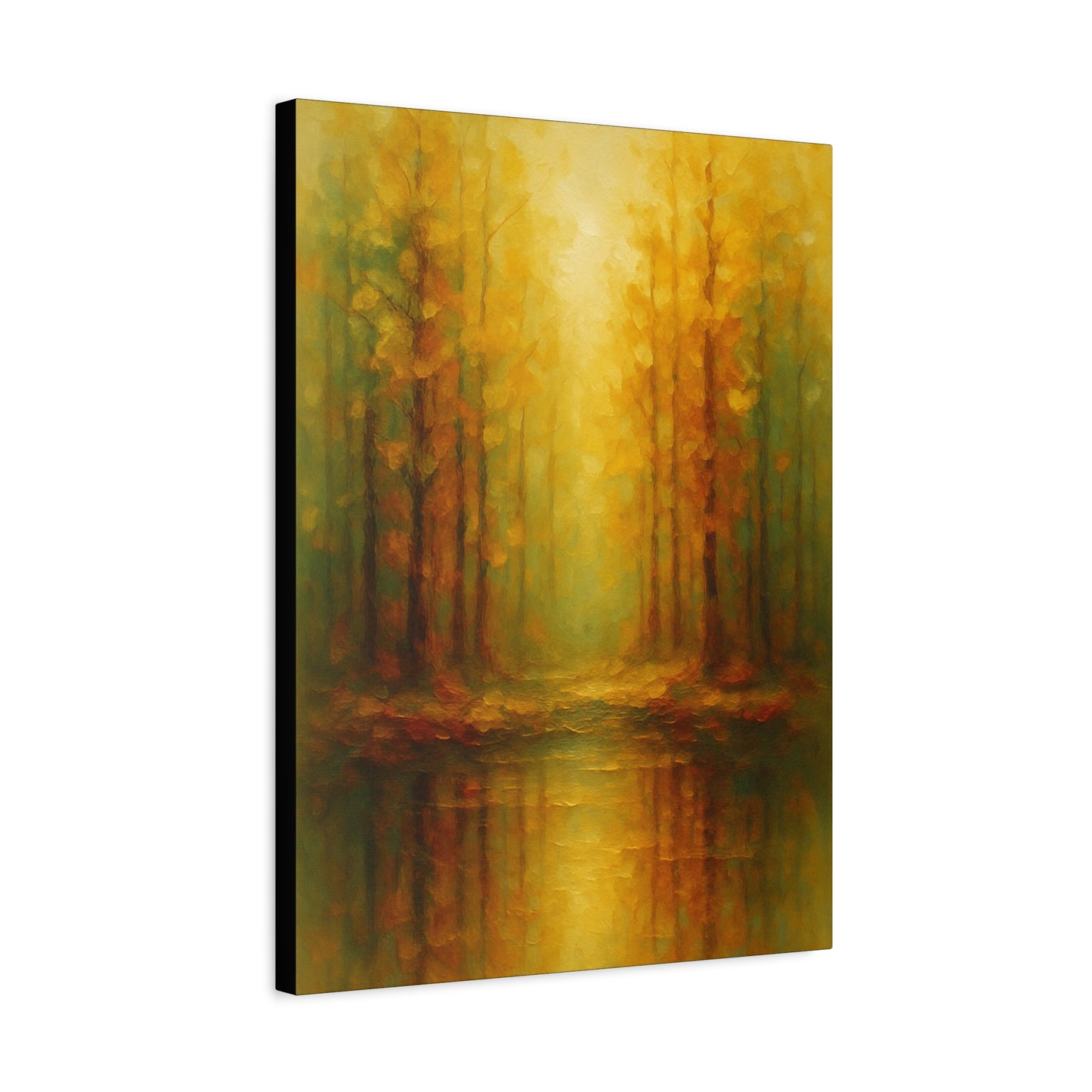 Lienzo Mate para Pared con Reflejo de Bosque Dorado