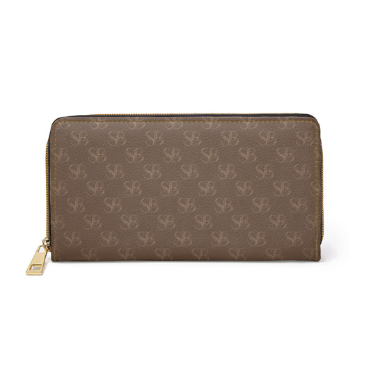 Ember-Zip Wallet — Brown Patterned Zipper Wallet