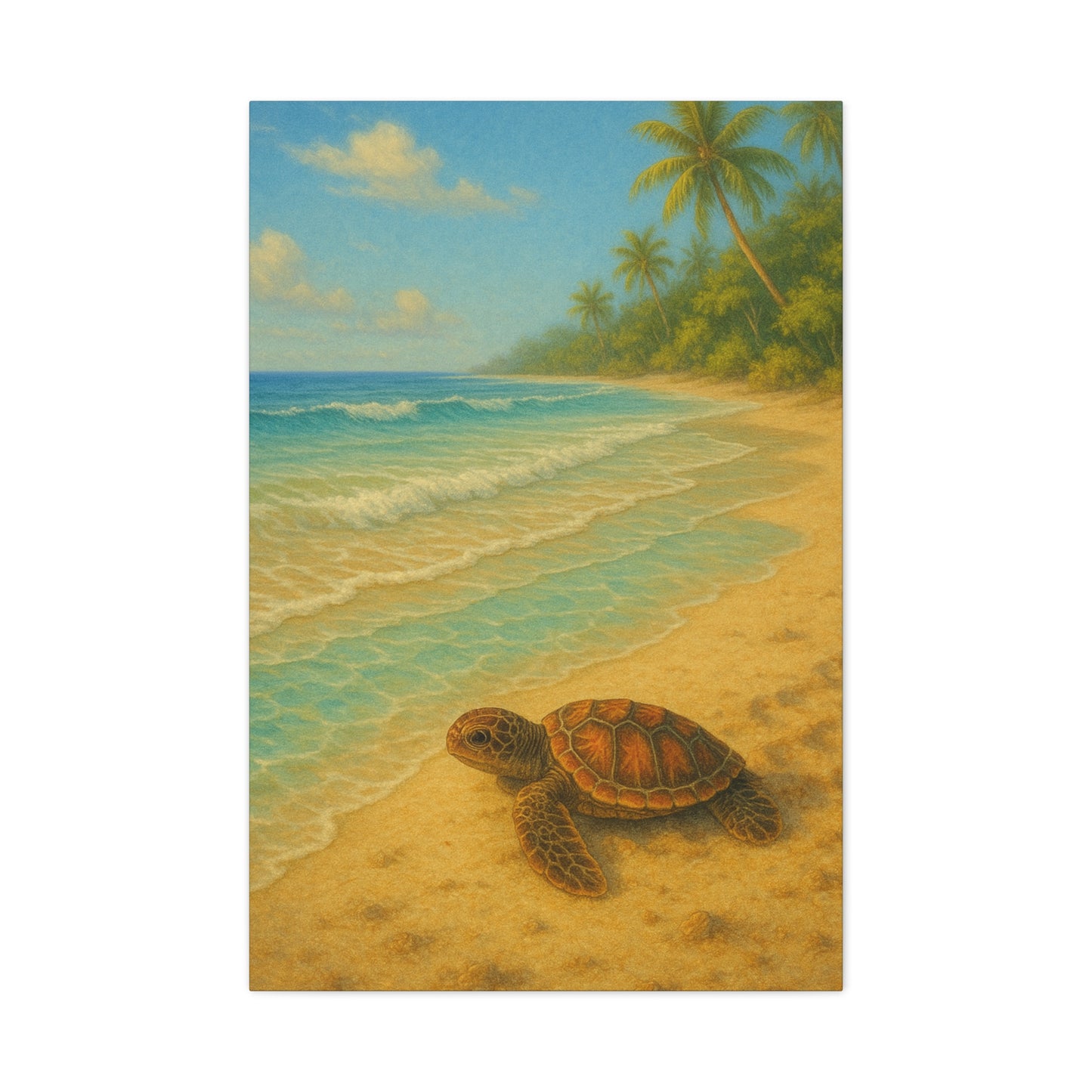 Lienzo de pared tortuga marina para playa — Decoración tropical costera para guardería