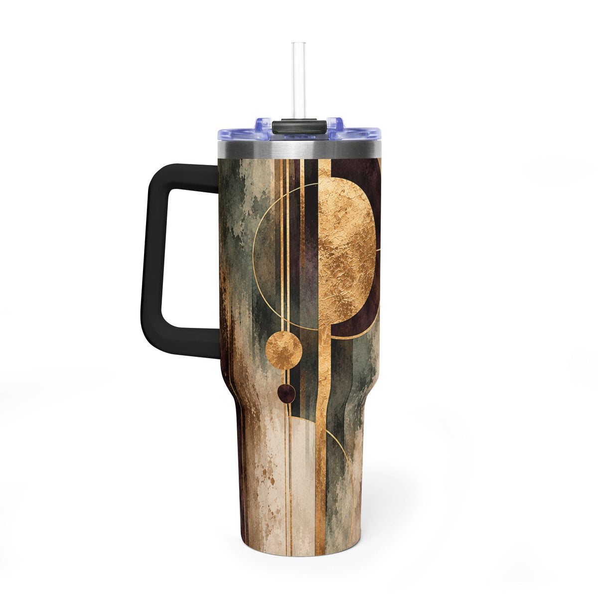 Lunar Rings 40oz Tumbler — Abstract Moon Phase Vacuum Mug