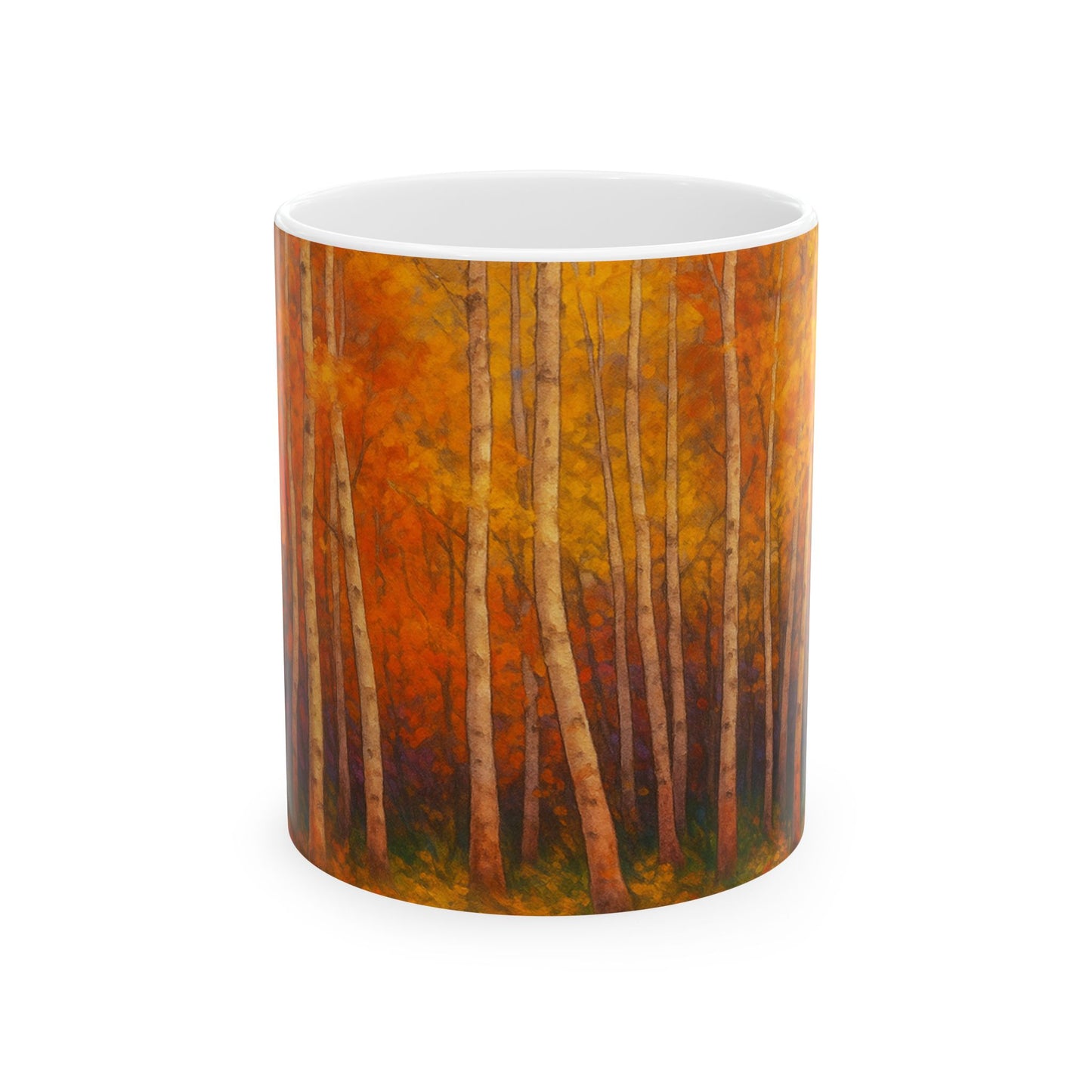 Taza de Cerámica Bosque Otoñal - Colección Ecos de los Maestros - Taza de Café Acogedora para Amantes de la Naturaleza
